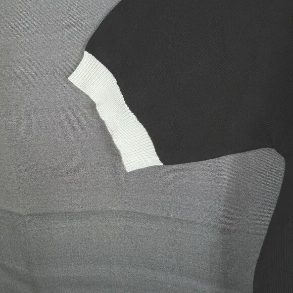 Kate Kasin black knit top white collar cuffs Sm - Picture 2 of 5